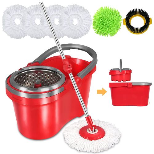 HAPINNEX Spin Mop and Bucket with Wringer Set
